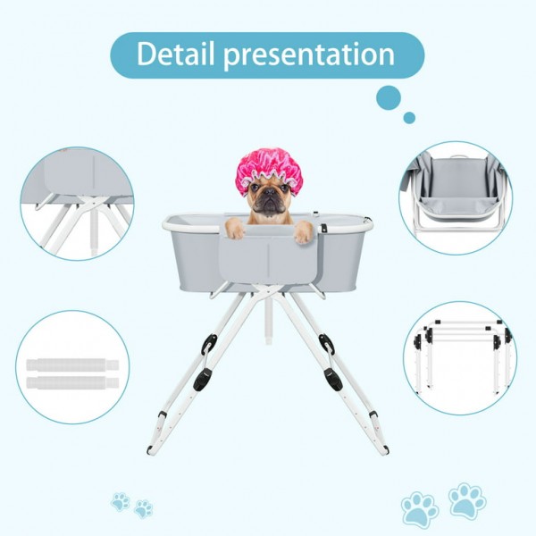 Elevated Dog Bath Tubs, Adjustable Folding Bathing Station for Indoor